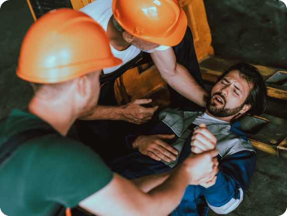 Menschen bei einem Arbeitsunfall